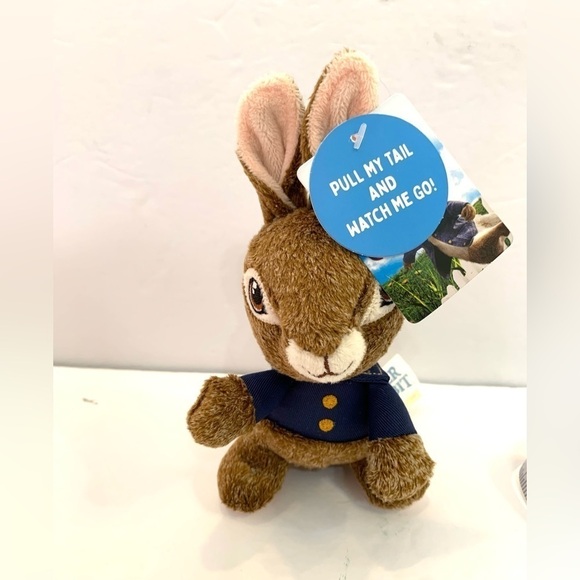 Peter Rabbit Plush Doll 5" Blue Shirt Pull Tail & Go NEW With Tags - Picture 2 of 5